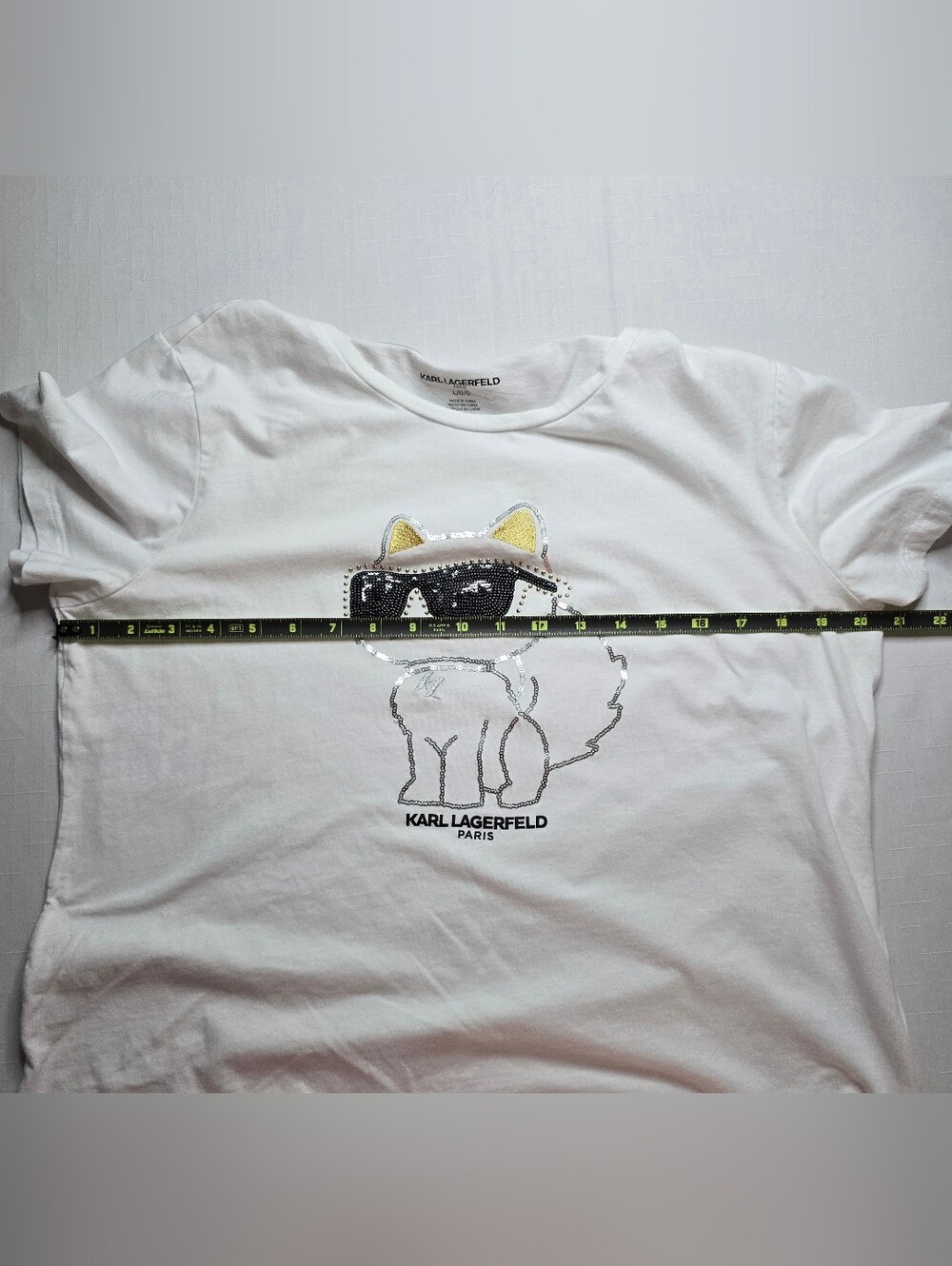 Karl Lagerfeld White and Black Tee Bejeweled Choupette Dramatic Feastive - Picture 8 of 12